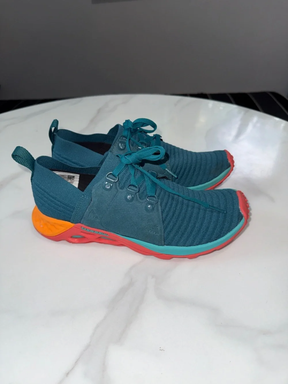 Merrell Teal women’s Lace-Up Sneakers with Orange and Coral Accents
